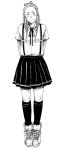  artist_request bad_id dorohedoro kneehighs monochrome noi_(dorohedoro) shoes skirt sneakers suspenders young 