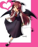 book devil_wings kapuchii koakuma mary_janes red_eyes red_hair skirt_hold tail touhou