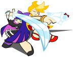  blonde_hair gun panty_&amp;_stocking_with_garterbelt panty_(character) stocking_(character) sword weapon wink 