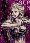  blue_eyes cajiki cross dorohedoro earrings grin jewelry long_hair muscle noi_(dorohedoro) smile torn_clothes 
