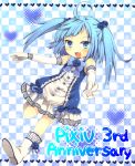  blue_eyes blue_hair dress elbow_gloves fang gloves matsusaka_gyuu pixiv pixiv-tan twintails 