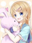  1girl aoi_usagi_(marinebluerabbit) blue_eyes brown_hair hug kousaka_kirino long_hair ore_no_imouto_ga_konna_ni_kawaii_wake_ga_nai stuffed_animal stuffed_bunny stuffed_toy 