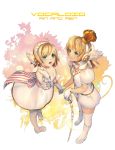  angel_wings blonde_hair bow brother_and_sister cane crown dress gloves hair_bow hairband headphones highres kagamine_len kagamine_rin magnet_(vocaloid) nal_(nal&#039;s_pudding) nal_(nal's_pudding) short_hair siblings thigh-highs thighhighs twins vocaloid white_dress wings 