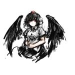  black_hair black_wings hat hima_(mizu_ni_tsuyoi) himajin_tohakagiranai red_eyes rough shameimaru_aya solo tokin_hat touhou wings 