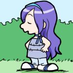  choker closed_eyes fresh_precure! hairband hands_on_hips long_hair lowres parody peanuts precure pretty_cure_(artist) purple_hair solo style_parody very_long_hair yoshino_(yoshizuya) 