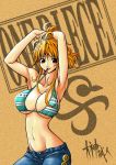  armpits breasts jeans large_breasts nami navel one_piece orange_hair 