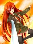  piku pov red_eyes red_hair redhead school_uniform shakugan_no_shana shana sword thigh-highs thighhighs weapon 