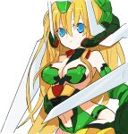  bare_shoulders blonde_hair blue_eyes breasts cleavage navel original pupps riesz seiken_densetsu seiken_densetsu_3 solo 