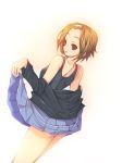  brown_hair from_behind k-on! koflif looking_back school_swimsuit school_uniform swimsuit swimsuit_under_clothes tainaka_ritsu undressing 