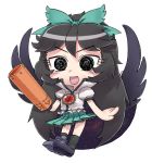  abua arm_cannon black_eyes black_hair black_wings chibi reiuji_utsuho touhou weapon wings 