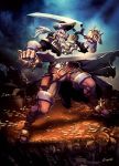  alternate_costume beard belt boots coat coin cravat dual_wielding epaulettes facial_hair gangplank genzoman gold hat league_of_legends male pirate ponytail skull solo spikes sword thigh_boots thighhighs treasure tricorne weapon white_hair 