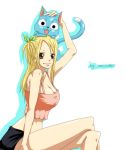  blonde_hair breasts cat cleavage fairy_tail happy_(fairy_tail) lucy_heartfilia meissdes 