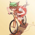  bicycle brown_hair cat_ears cat_tail chen chihiro_p earrings error generator hat jewelry multiple_tails short_hair solo sweat tail touhou 