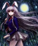  bamboo bamboo_forest blazer bunny_ears forest full_moon long_hair moon nature necktie night purple_hair rabbit_ears red_eyes reisen_udongein_inaba sketch solo tafuto touhou very_long_hair 