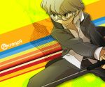  bad_id glasses grey_eyes grey_hair male narukami_yuu persona persona_4 school_uniform seta_souji solo yukataro 