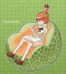  eating food food_themed_clothes fruit melon pump_(artist) sitting 