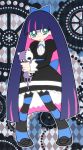  2girls blue_eyes blue_hair bow dress gothic_lolita hair_bow lolita_fashion long_hair multiple_girls panty_&amp;_stocking_with_garterbelt solo stocking_(character) stocking_(psg) striped striped_legwear striped_thighhighs stuffed_toy thigh-highs thighhighs 