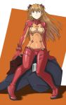  bad_id blue_eyes bodysuit brown_hair evangelion:_2.0_you_can_(not)_advance highres long_hair neon_genesis_evangelion oyamada_masaki plugsuit rebuild_of_evangelion shikinami_asuka_langley sitting solo souryuu_asuka_langley test_plugsuit 