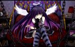  blue_eyes gothic gothic_lolita lolita_fashion long_hair panty_&amp;_stocking_with_garterbelt purple_hair ribbons stocking thigh-highs wings 