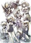  amputee animal_ears artist_request bandages bikini blonde_hair blue_eyes boxing_gloves breasts bunny_ears child chinese_clothes dorohedoro eyepatch food mask nikaido no_bra open_clothes open_shirt overalls ponytail rabbit_ears shirt swimsuit 