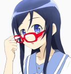  bad_id blue_eyes blue_hair glasses long_hair ore_no_imouto_ga_konna_ni_kawaii_wake_ga_nai ropcandy school_uniform serafuku 