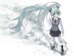  aqua_eyes aqua_hair bad_id bandages bandaid hatsune_miku loafers long_hair mofu necktie pointing rolling_girl_(vocaloid) school_uniform shoes skirt socks solo sweater_vest twintails very_long_hair vocaloid 