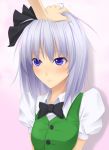  petting purple_eyes short_hair shuugetsu_karasu silver_hair solo touhou violet_eyes 