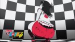  1girl ass cap checkered eyecatch from_behind looking_back screencap shorts squatting to_love-ru toloveru yuuki_mikan 