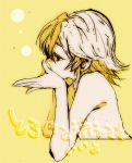  braid bust face hands izayoi_sakuya monochrome nude profile solo tima touhou yellow 