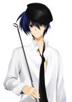  blue_hair clannad fukuno_ichiya hat male necktie okazaki_tomoya short_hair whip 