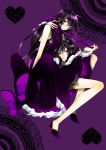  1girl black_hair coat couple crossed_legs durarara!! leaning_back legs long_hair orihara_izaya purple red_eyes short_hair sitting ta_eiko taeko_(tao) yagiri_namie 