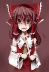  blood brown_hair hakurei_reimu miko5kei red_eyes scissors short_hair solo tears touhou 