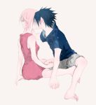  black_hair green_eyes haruno_sakura naruto pink_hair uchiha_sasuke 