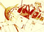 a-rex airplane cockpit flandre_scarlet highres military monochrome open_cockpit solo touhou 