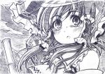  bare_shoulders blush bow broom bust close-up hair_bow hakurei_reimu large_bow monochrome sakino_shingetsu sketch solo tears touhou traditional_media 