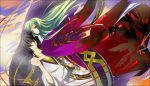 black_hair cape cc clouds code_geass green_hair lelouch_lamperouge long_hair sky violet_eyes witchonly yellow_eyes 