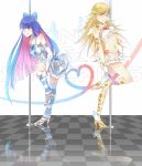  alternate_costume blonde_hair blue_eyes blue_hair bow hair_bow high_heels long_hair midriff multiple_girls navel panty_&amp;_stocking_with_garterbelt panty_(character) panty_(psg) sandals shoes skirt smile stocking_(character) stocking_(psg) thighhighs wings 