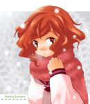  haibara_nanaka kami_nomi_zo_shiru_sekai messy_hair orange_eyes orange_hair scarf shinogi_k snow 
