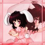  brown_hair bunny_ears bunny_tail highres inaba_tewi pink_eyes pokomi rabbit_ears short_hair solo tail touhou zoom_layer 
