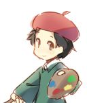  beret black_hair green_eyes hat kirby_(series) lowres palette short_hair smile solo weee_(raemz) 