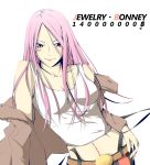  character_name jewelry_bonnie long_hair midriff navel one_piece piercing pink_hair solo sungi suspenders 