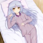  bed blue_hair blush closed_eyes kanna_asuke long_hair lying pajamas sleeping tachibana_kanade yellow_eyes 