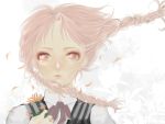  braid flower juan_sachi long_hair original pink_eyes pink_hair solo tears twin_braids wind 