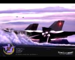  airplane bow chipika crossover f-18 flight_deck jet long_hair radiation_symbol reiuji_utsuho smoke solo touhou wings 