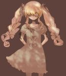  blonde_hair braid dress hair_ornament hair_over_one_eye hair_ribbon jack-o'-lantern jack-o-lantern long_hair monorino original pumpkin ribbon scar solo tsugi_(monorino) twin_braids 