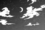  clouds comic crescent_moon monochrome moon night night_sky no_humans shinoasa sky star star_(sky) starry_sky touhou 
