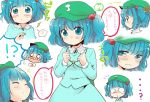  blue_eyes blue_hair closed_eyes expressions frown hair_bobbles hair_ornament hat ica kawashiro_nitori key pout short_hair stare surprised teardrop tears touhou translated translation_request twintails uguu~ wavy_mouth 