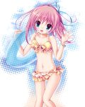  bikini blush bracelet jewelry mayuzaki_yuu navel open_mouth original pink_hair short_hair solo swimsuit waving 
