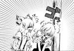  2girls comic fujiwara_no_mokou headbanging kamishirasawa_keine monochrome multiple_girls open_mouth shinoasa surprised touhou translated 