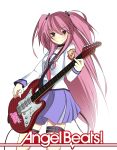 guitar highres instrument pink_eyes pink_hair school_uniform short_twintails tsujishiro_naohitagi twintails yui_(angel_beats!) 